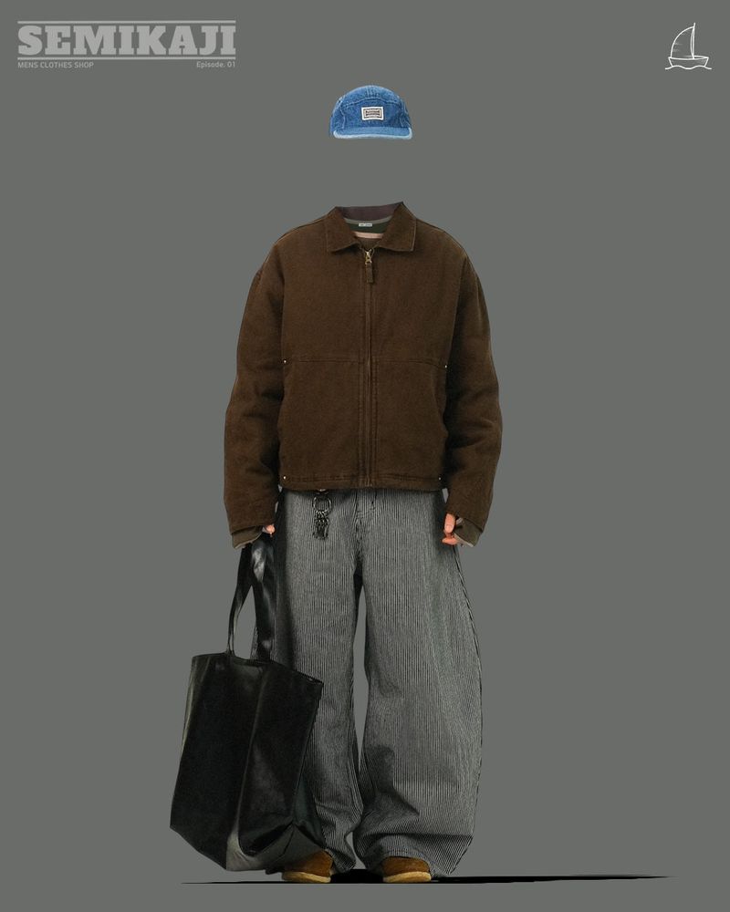 FF Stripe Curved Wide Pants