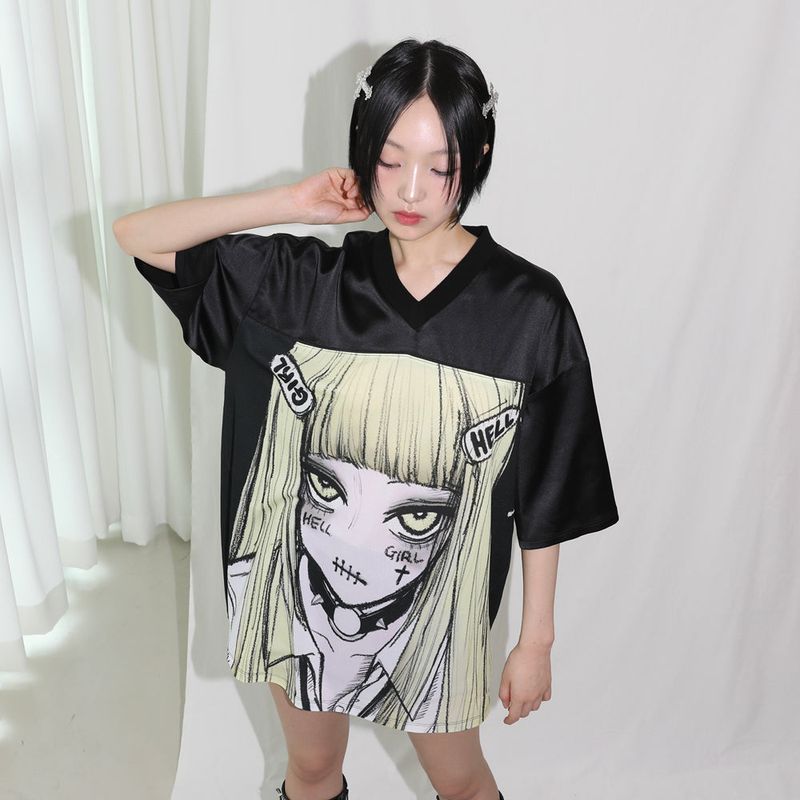 Satin Hell Girl Top - BLACK