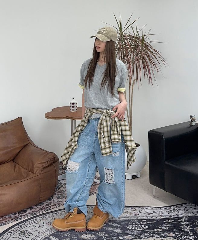 Etes Damaged Denim Pants