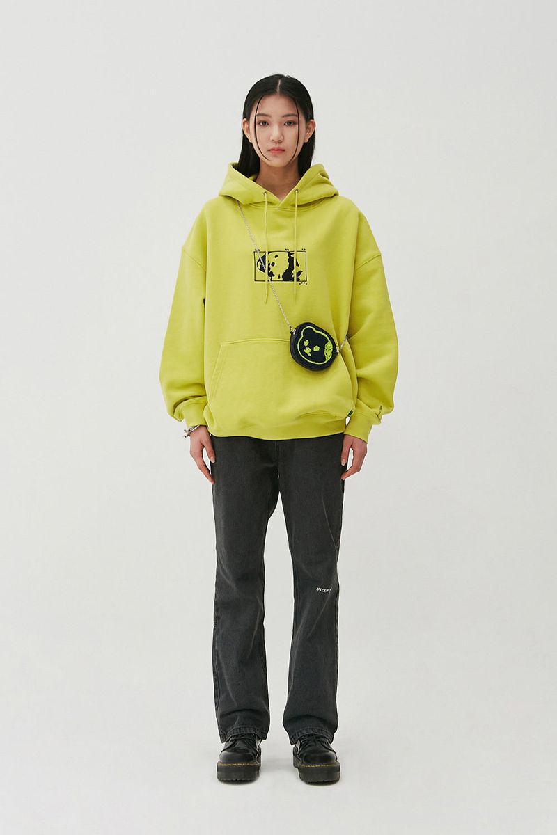 Square Graphic Hoodie_Lime Olive