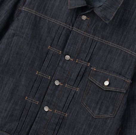 Friendly Pintuck Trucker Denim Jacket