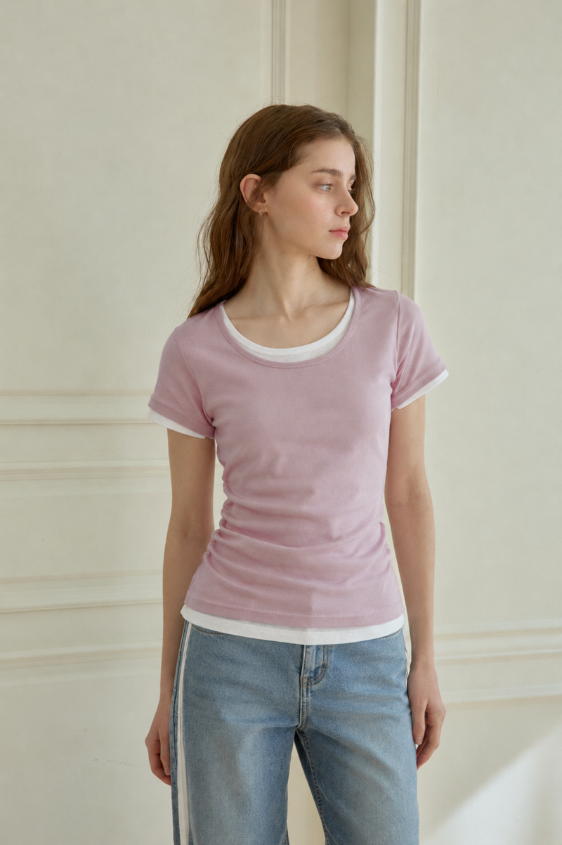 PINK PINEAPPLE（ピンクパイナップル）の「［2PCS 1SET］ヘイジーシアーデュオTシャツ（トップス）」
