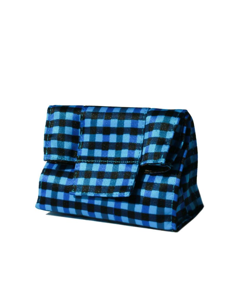 Gingham Mini Pouch - Blue