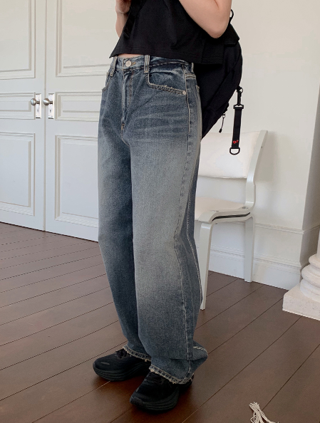SP Washing Slit Denim Wide Pants