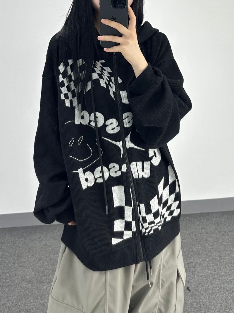 flag knitwear zip-up