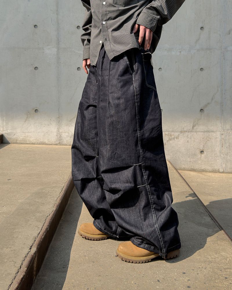 Hanel Check Flap Balloon Denim Pants