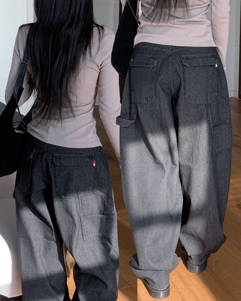 GUSTA（グスタ）の「Cats Stripe Balloon Fit Wide Carpenter Pants （Pants）」
