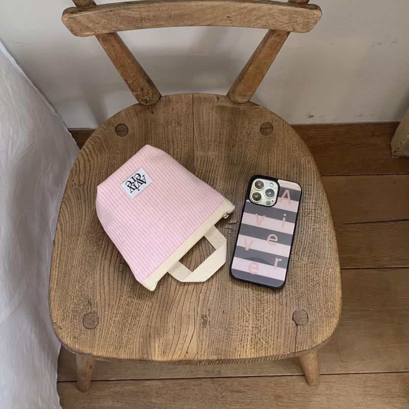[MADE] stripe logo glass bumper(pinkgrey)