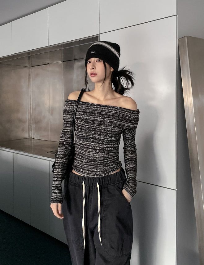 Sein Bokashi Off Shoulder Knit