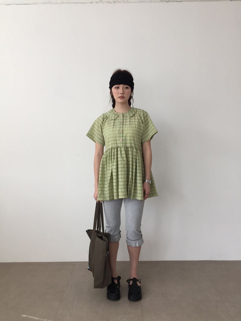 Plaid collar dress (3color) 