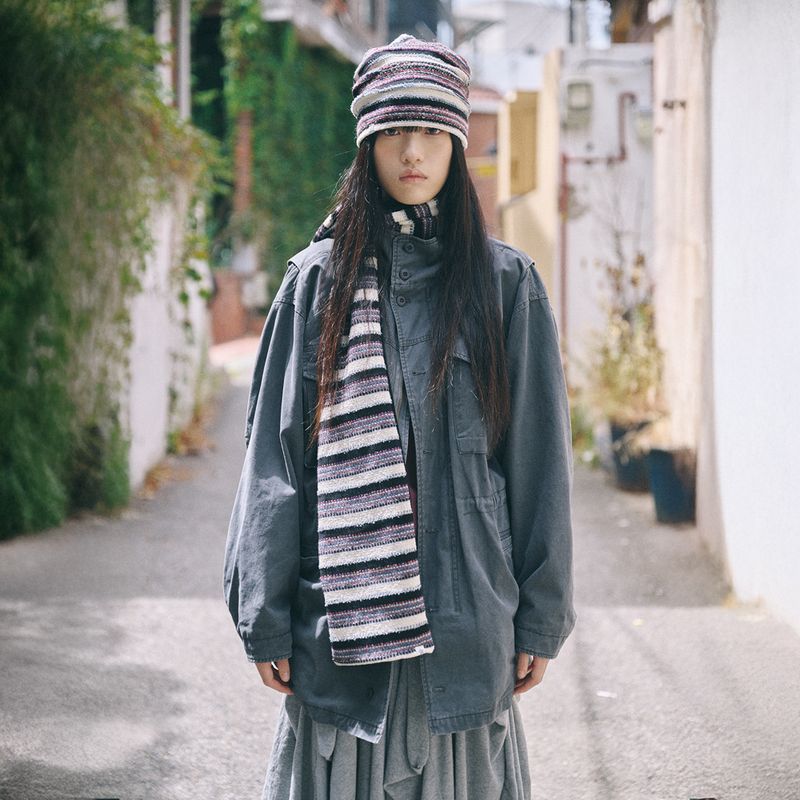 boho stripe muffler purple