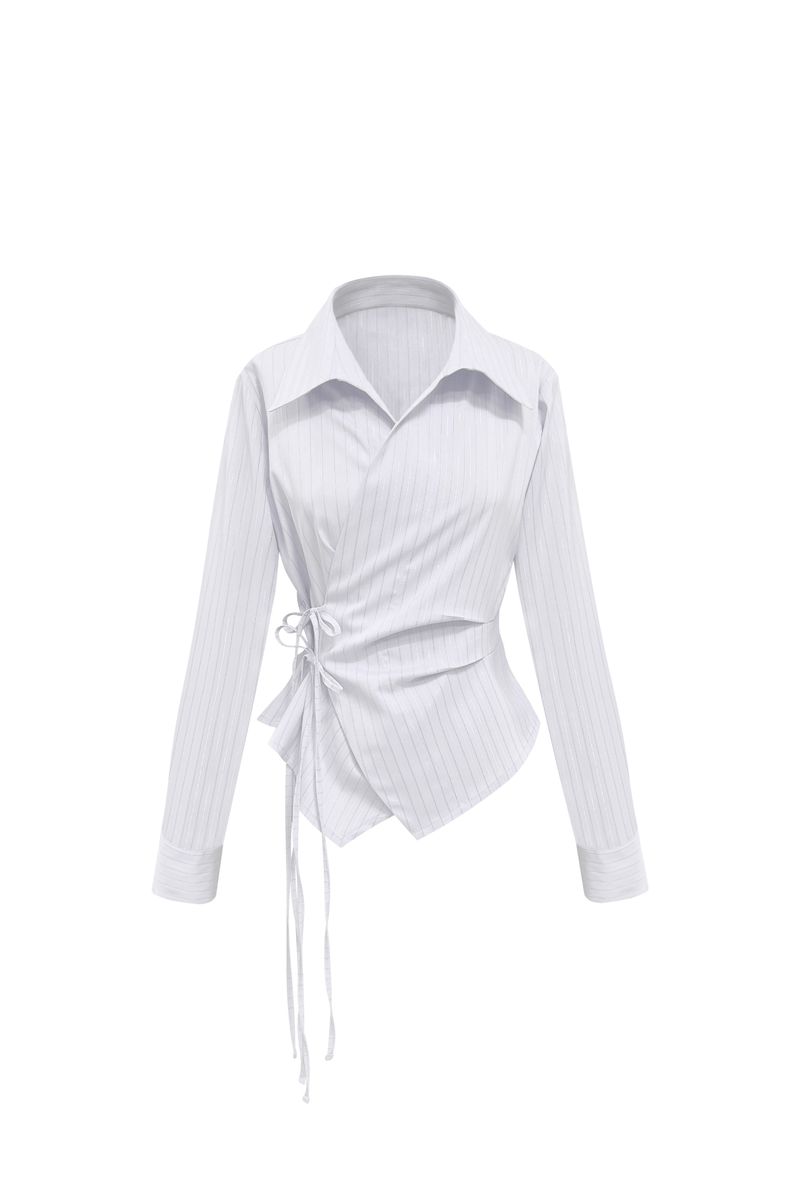 EVE STRIPE WRAP SHIRT / WHITE