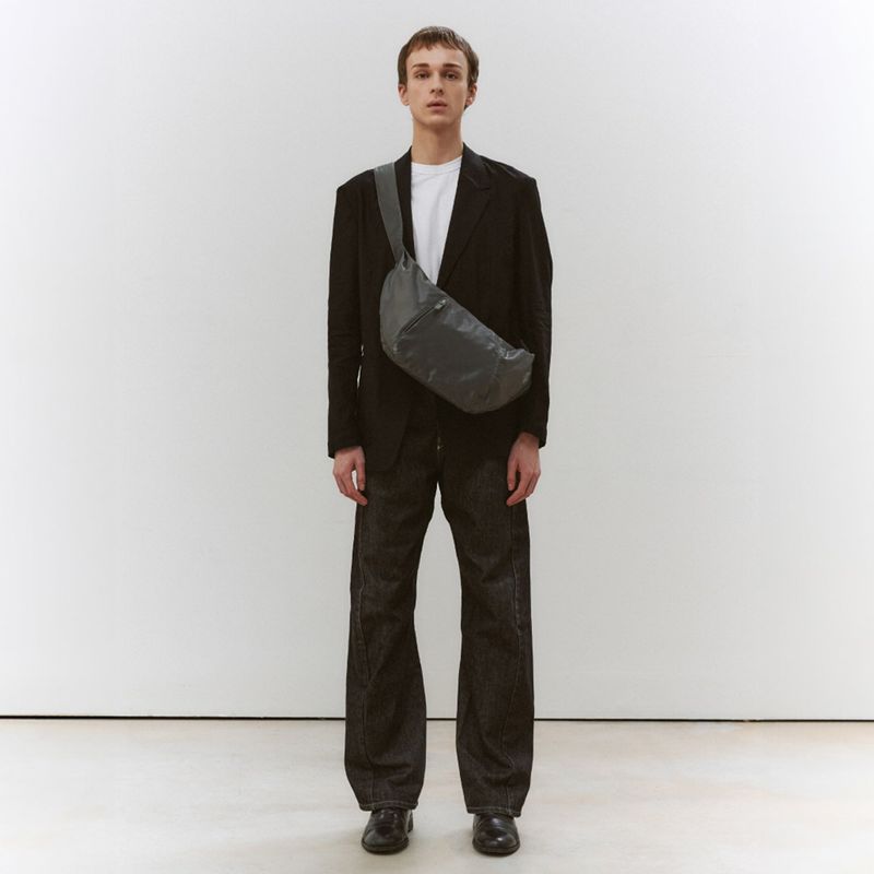 City Half Moon Messenger Bag_Khaki grey