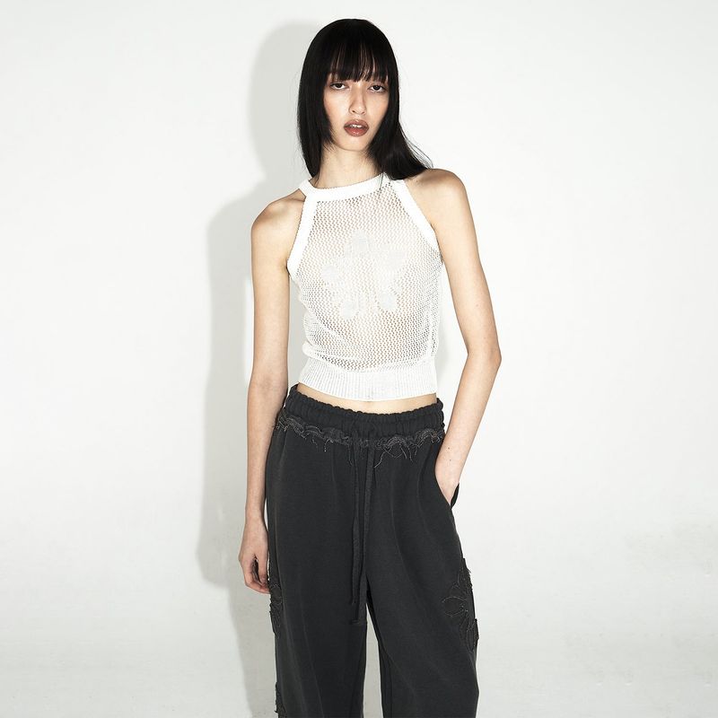 [24SS LSD COLLECTION] MUGUNG Crochet Knit Halter Sleeveless_Ivory
