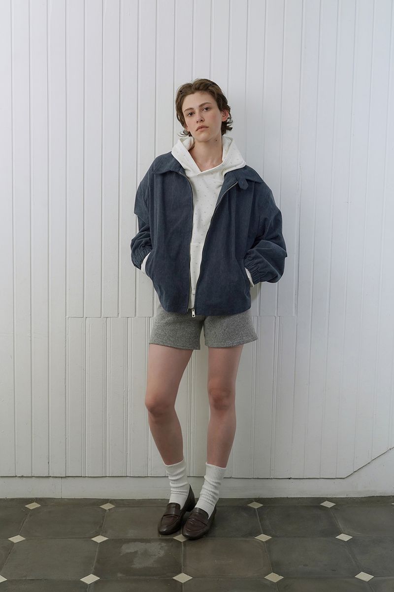 Ribbed knit shorts_gray