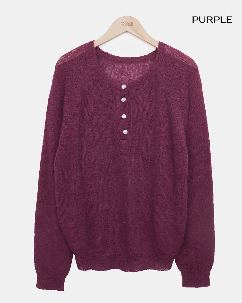 Teran Raglan Button Round Knit