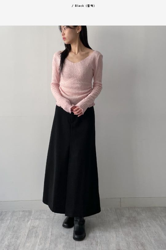 Maxi Wool A-Line Long Skirt