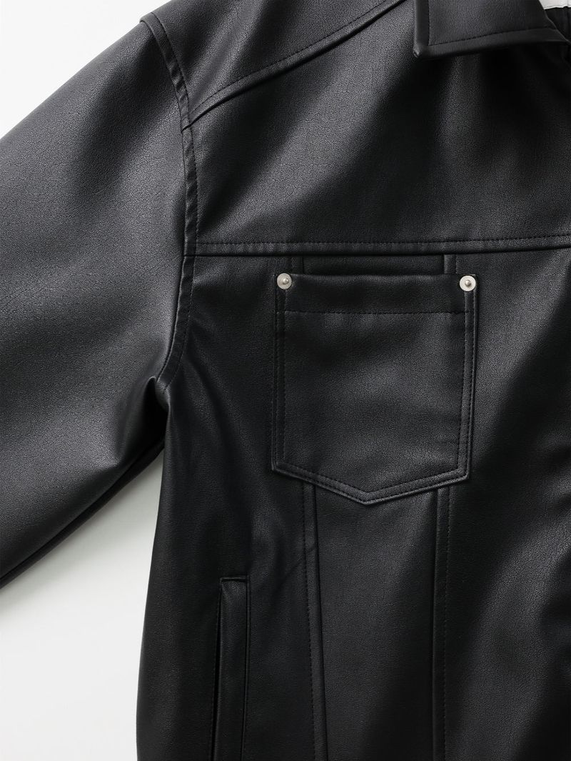 LMN Rivet Tracker Short Leather Jacket (black)