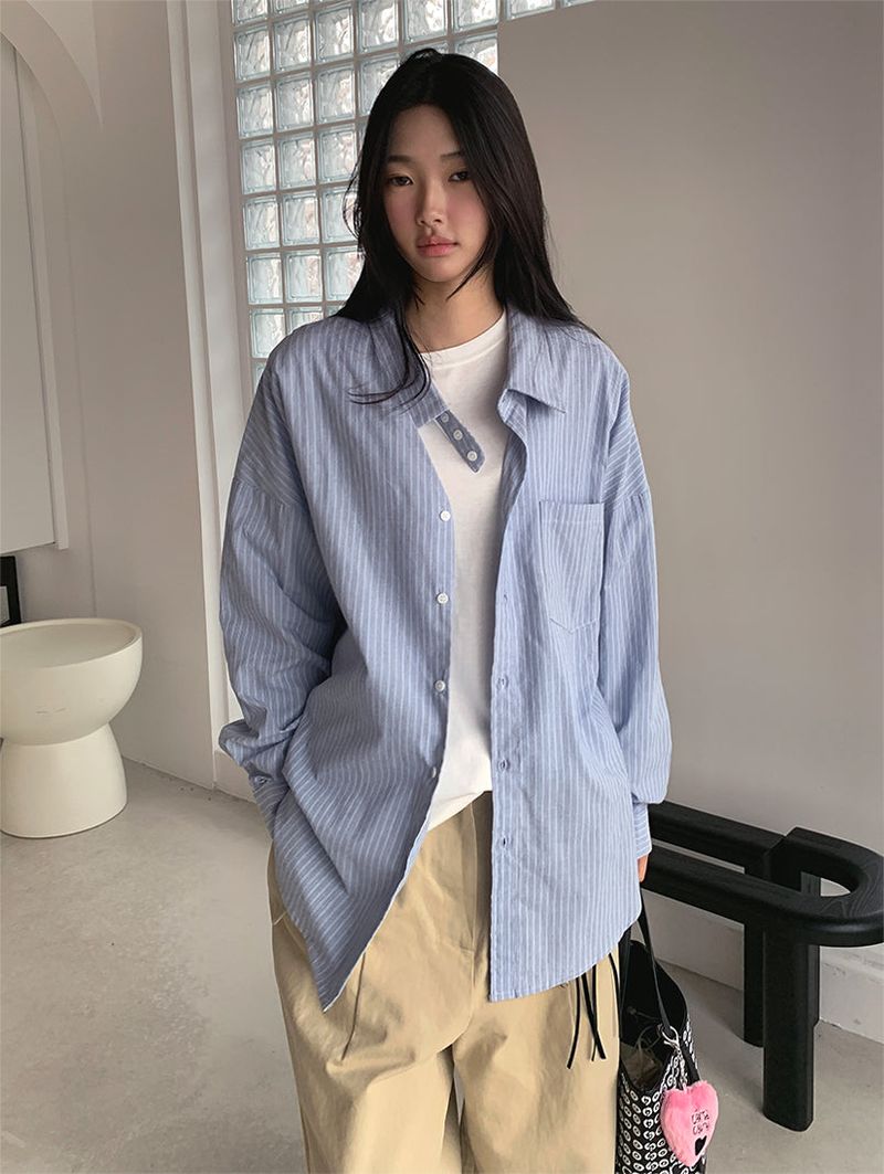 JAZZ THE ORDER(ジャズ ザ オーダー)の「HOMME NECK POINT STRIPE SHIRT(Tops)」