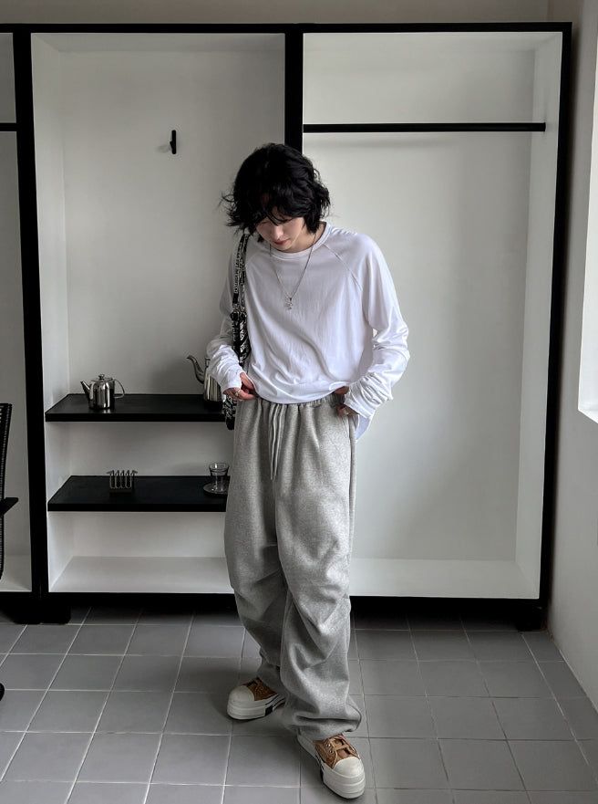 Fit double knee wide cotton training pants