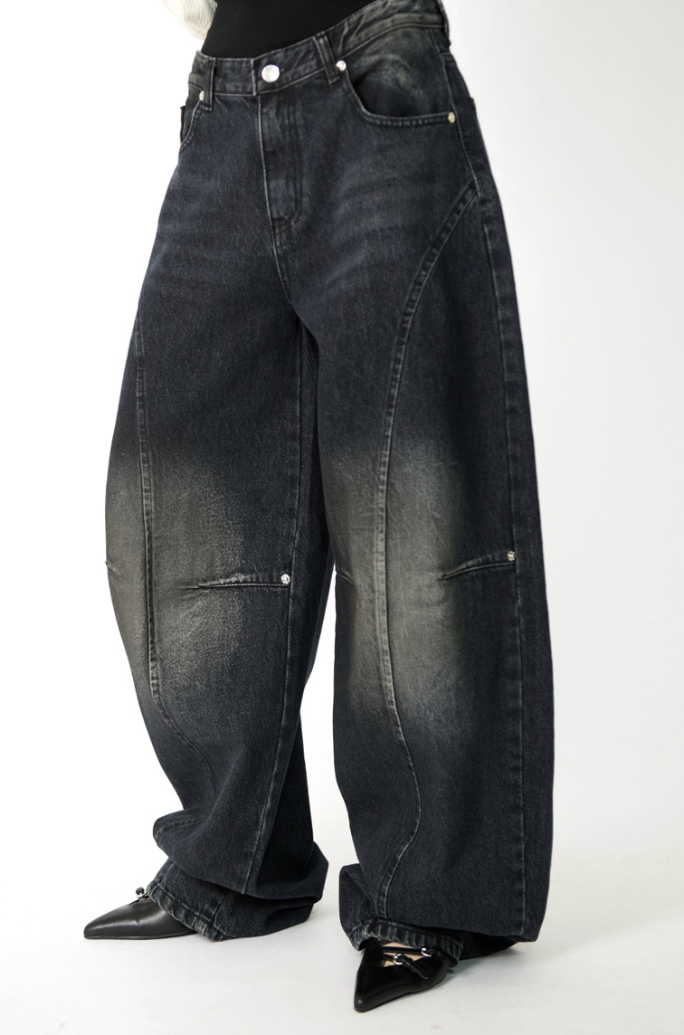 devil black over denim pants