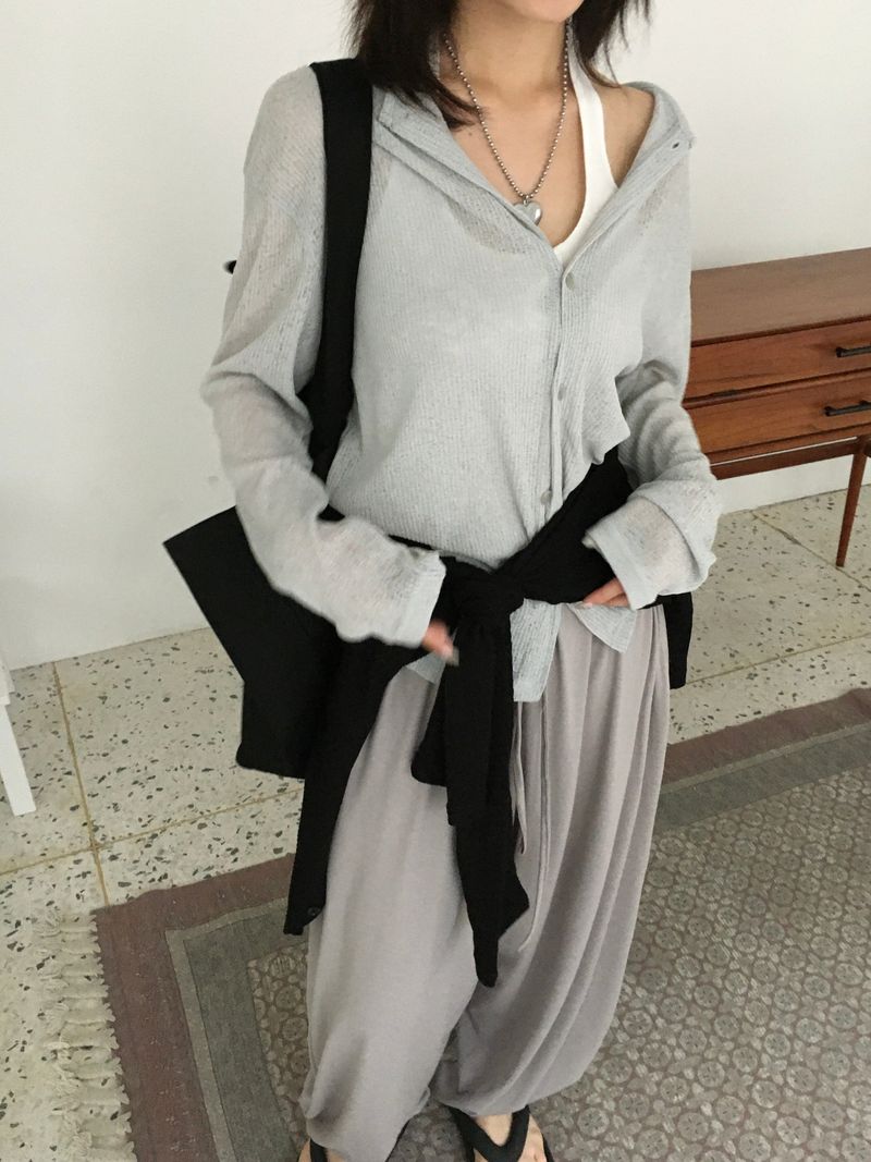 Obi linen ribbed round cardigan (4c)
