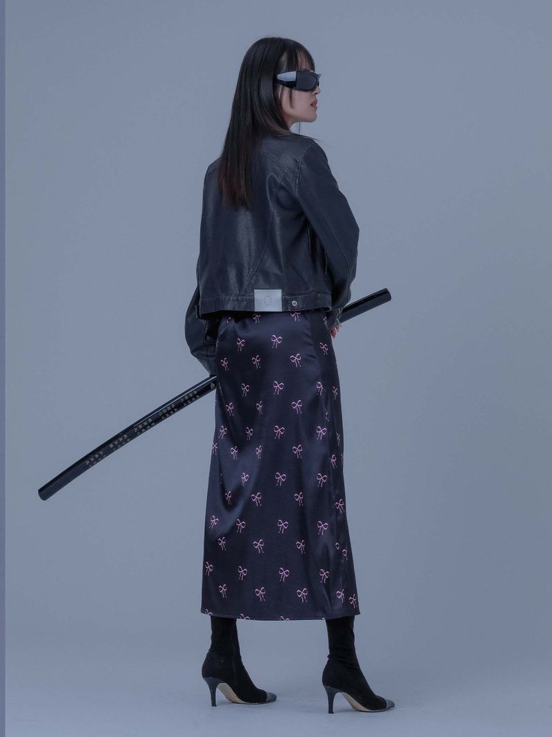 RIBBON SHIRRING LONG ONE-PIECE