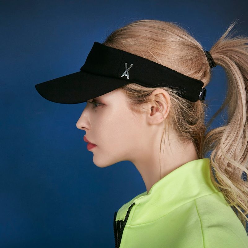 Stud logo over fit sun-visor cap Black
