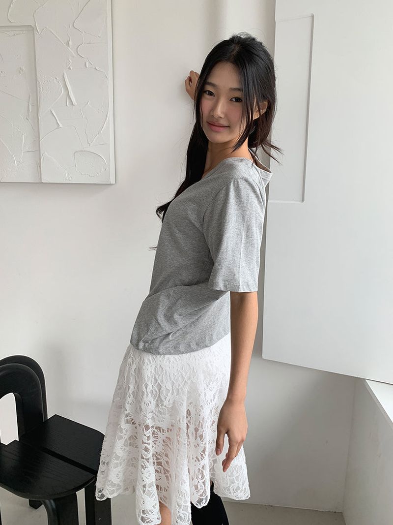 AIR U-NECK LOOSE TEE (5C)