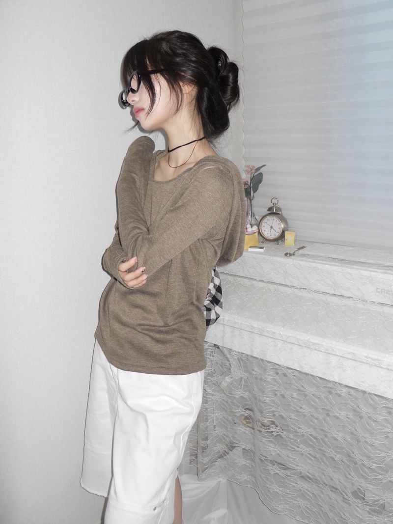 unbal slit hoodie