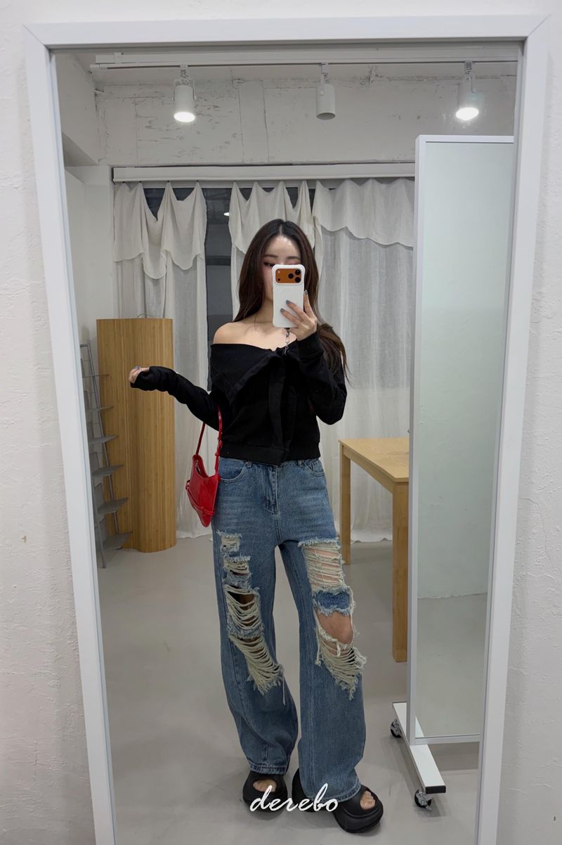 Vintage open wide denim pants