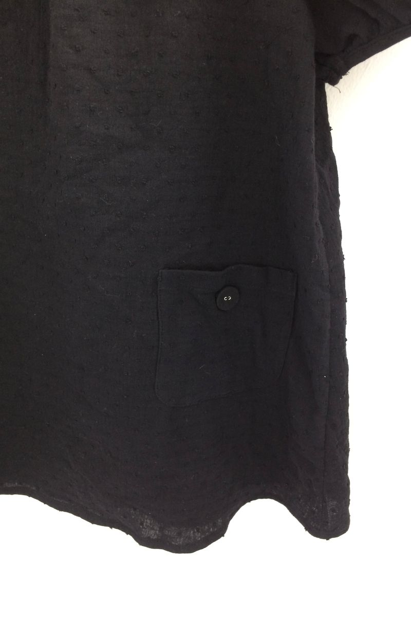 Pocket button puff blouse