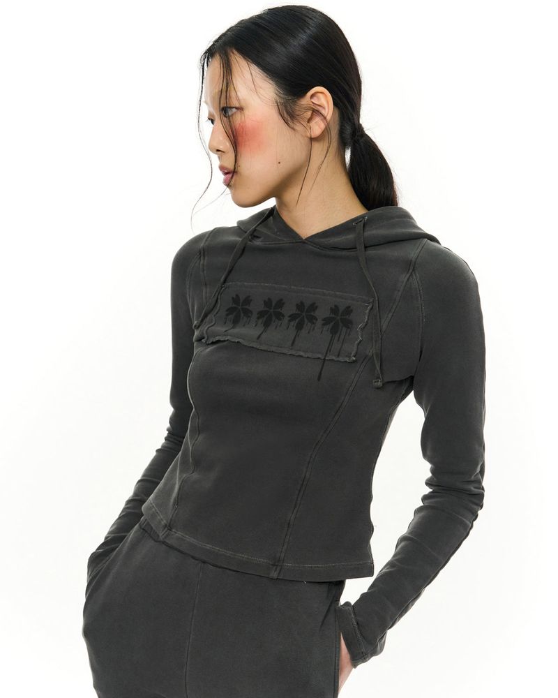 Patch Slim Hoodie _ Dark Grey