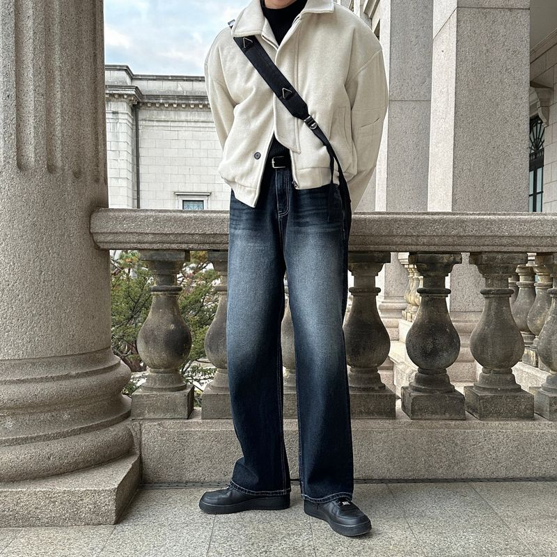 LMN Chrome Semi Wide Brush Denim Pants (4 colors)