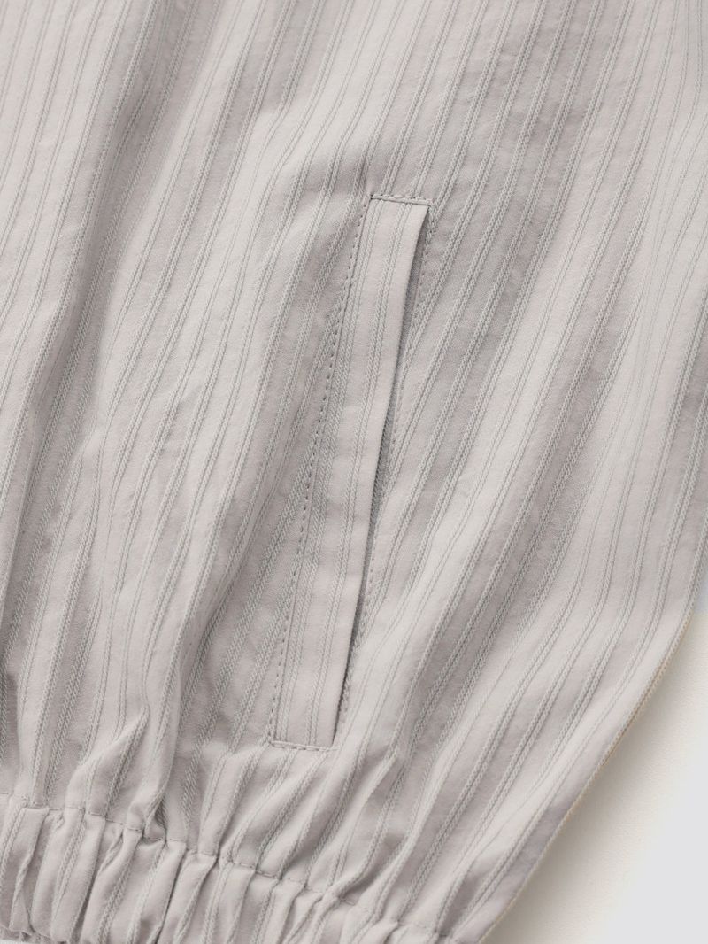 Shirring Zip-up Blouse Jumper_Grey
