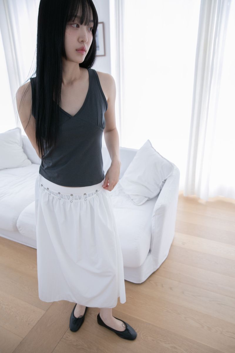 layered snap button skirt(2colors)