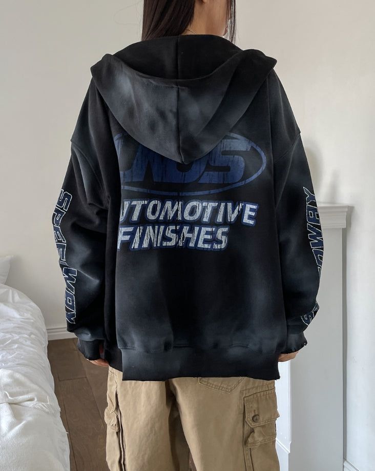 Motif Dirty Printing Hood Zip Up