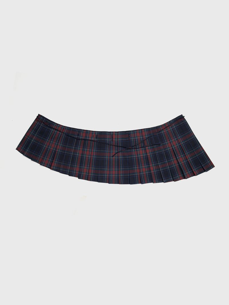 Pleated Wraparound Skirt Navy Check