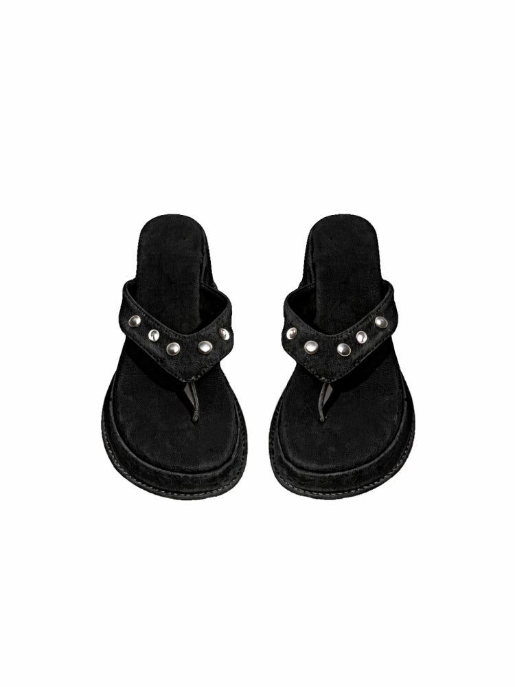  EYELET HEELED FLIP FLOPS