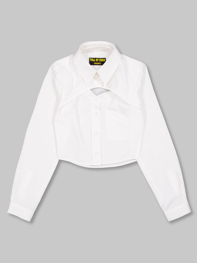 Crop Double Collar Shirts (White)