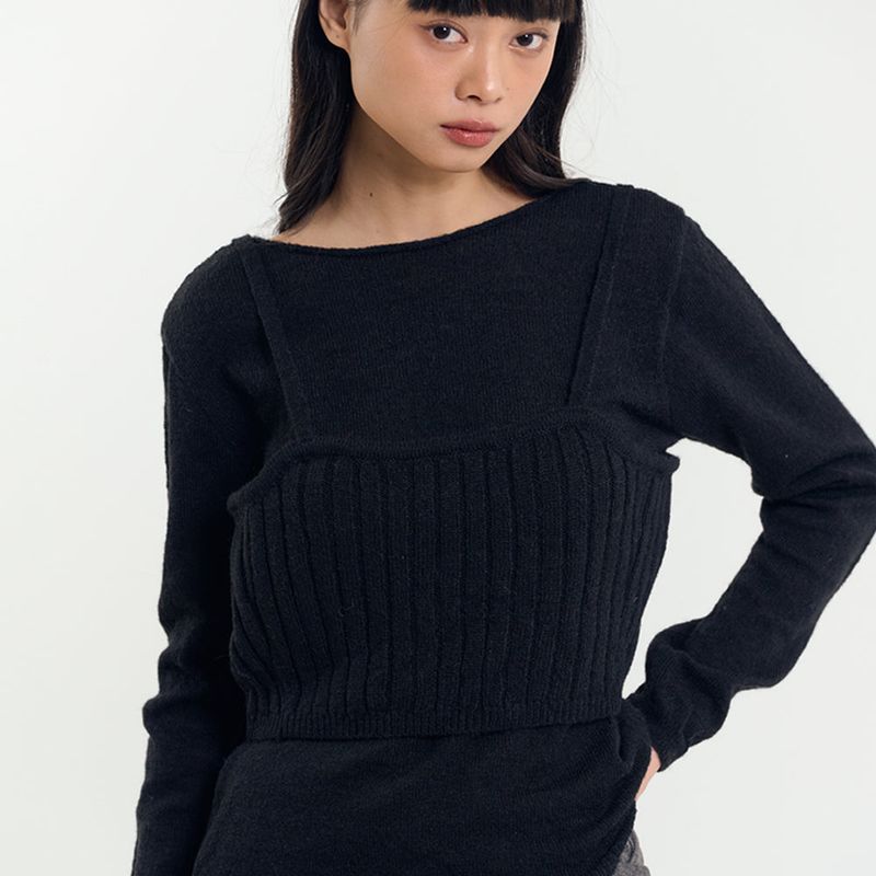 Bustier Knit Set Black
