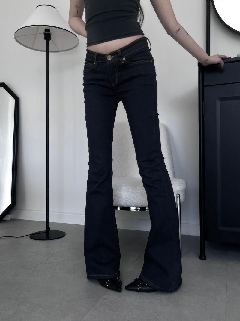 non-faded low-rise bootcut denim