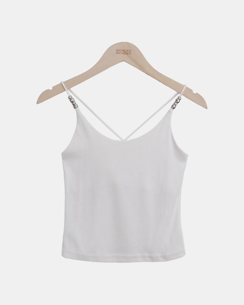Chapo Metal Beaded Strap Sleeveless Top