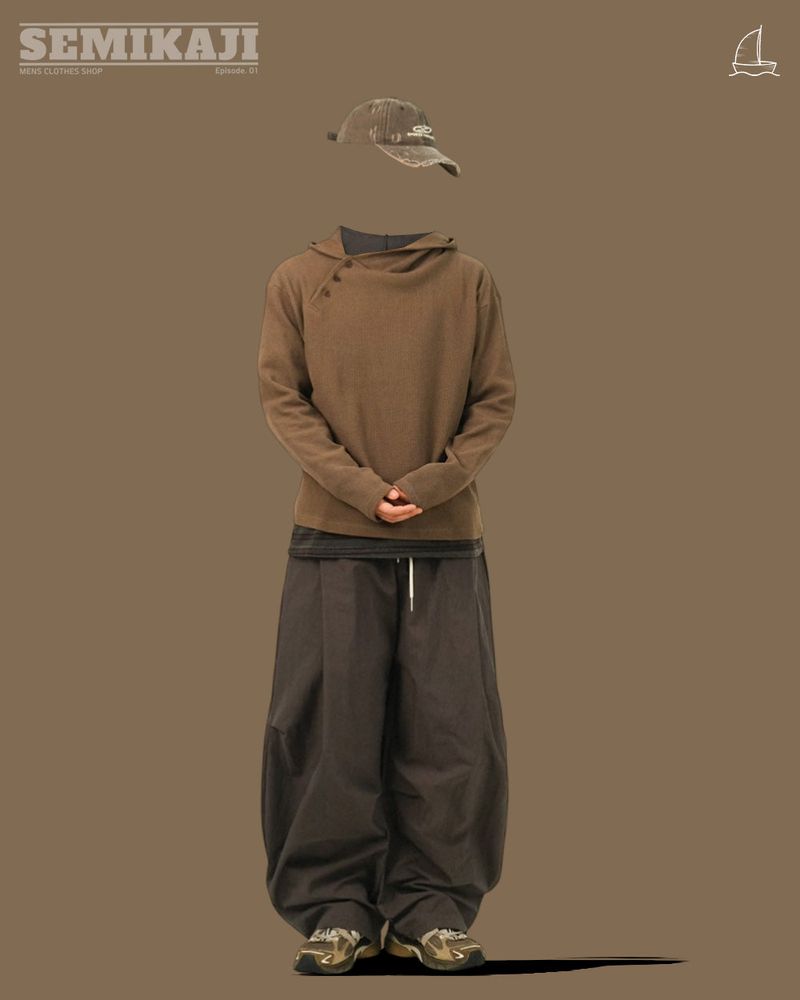 MAIN Waffle Button Hoody Sleeves