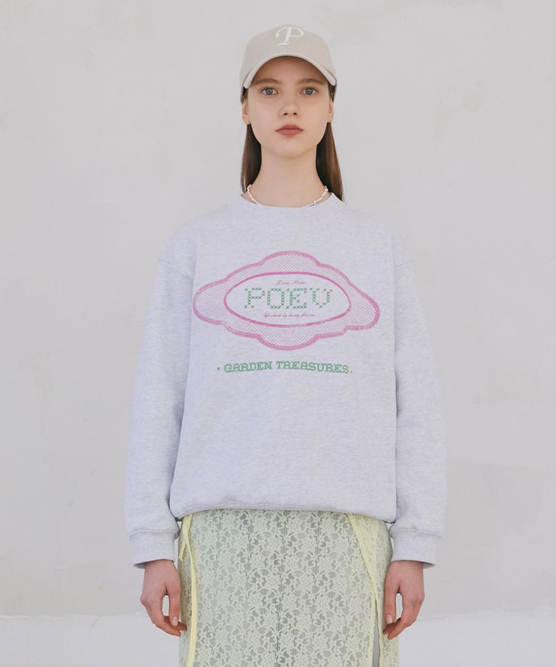 Lace Applique Sweatshirt - Light Grey