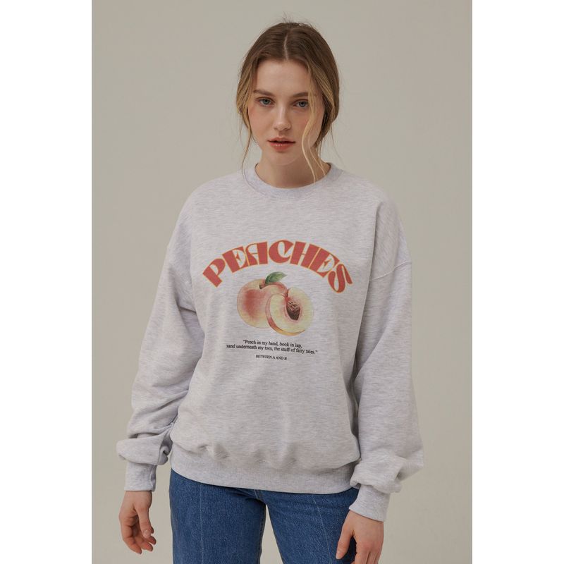 PEACHES DRAWING SWEATSHIRT_WHITE MELANGE