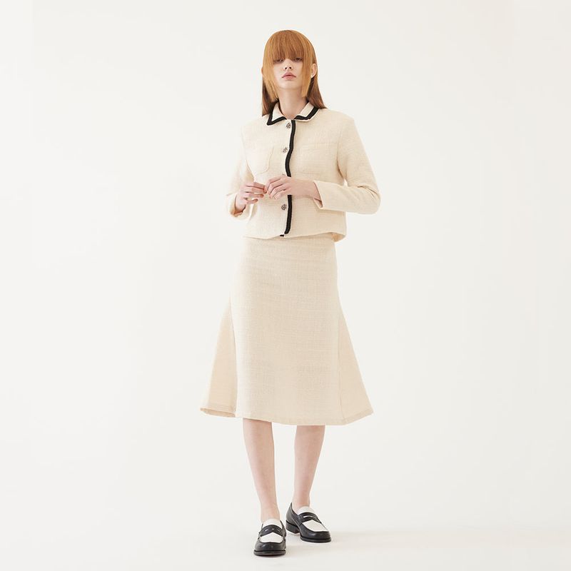 TWEED MIDI SKIRT (IVORY)