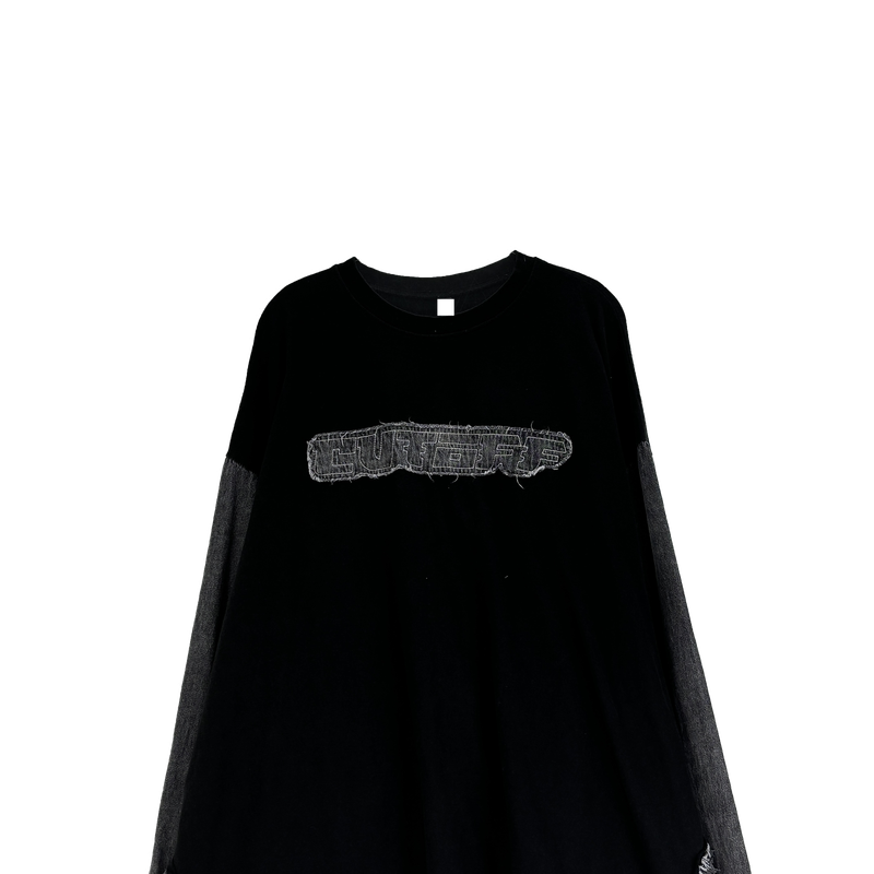 denim block cut-off longsleeve