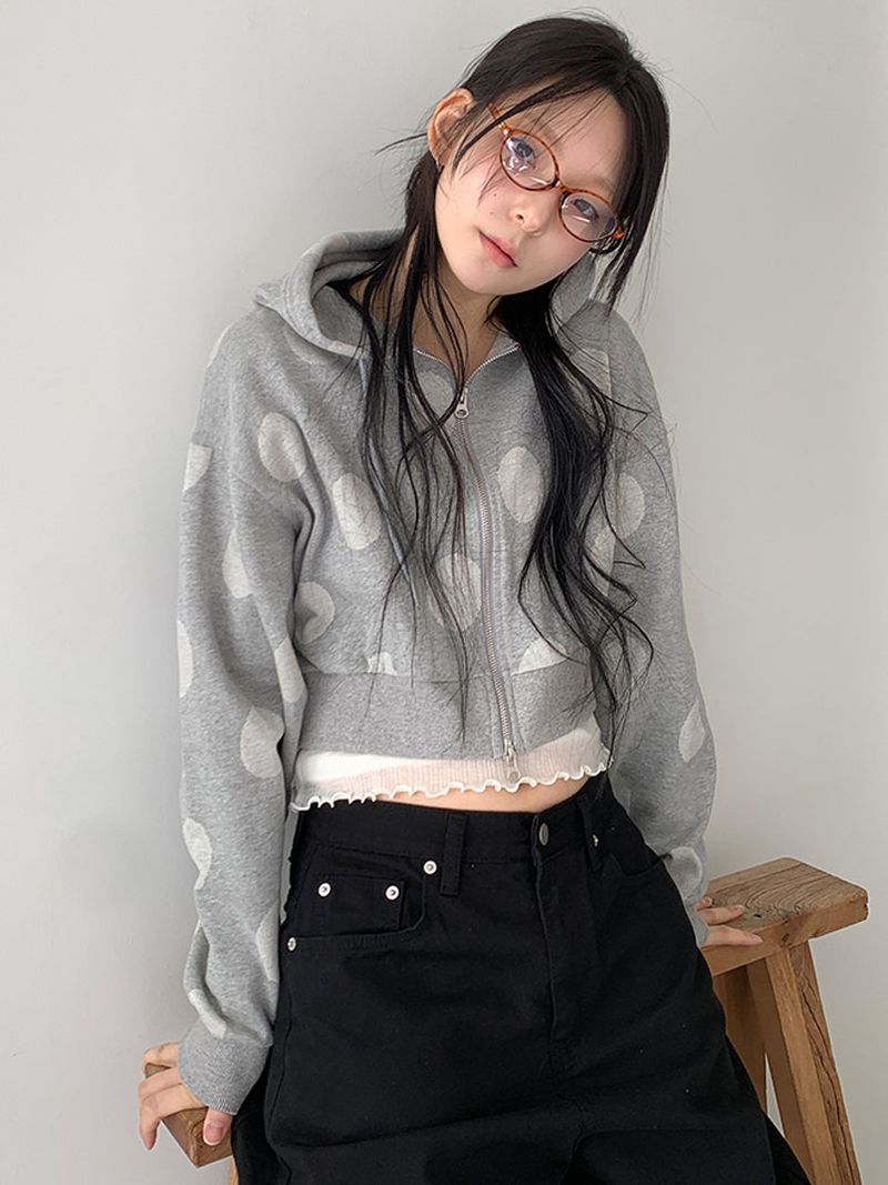 DOT HOOD ZIP-UP (2C)