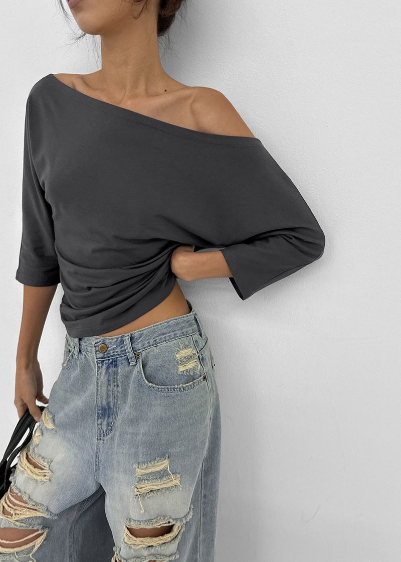 BLACKUP（ブラックアップ）の「[MADE] Upper-face Boat Neck Batwing Sleeve T-shirt (Available as a set)（Tops）」
